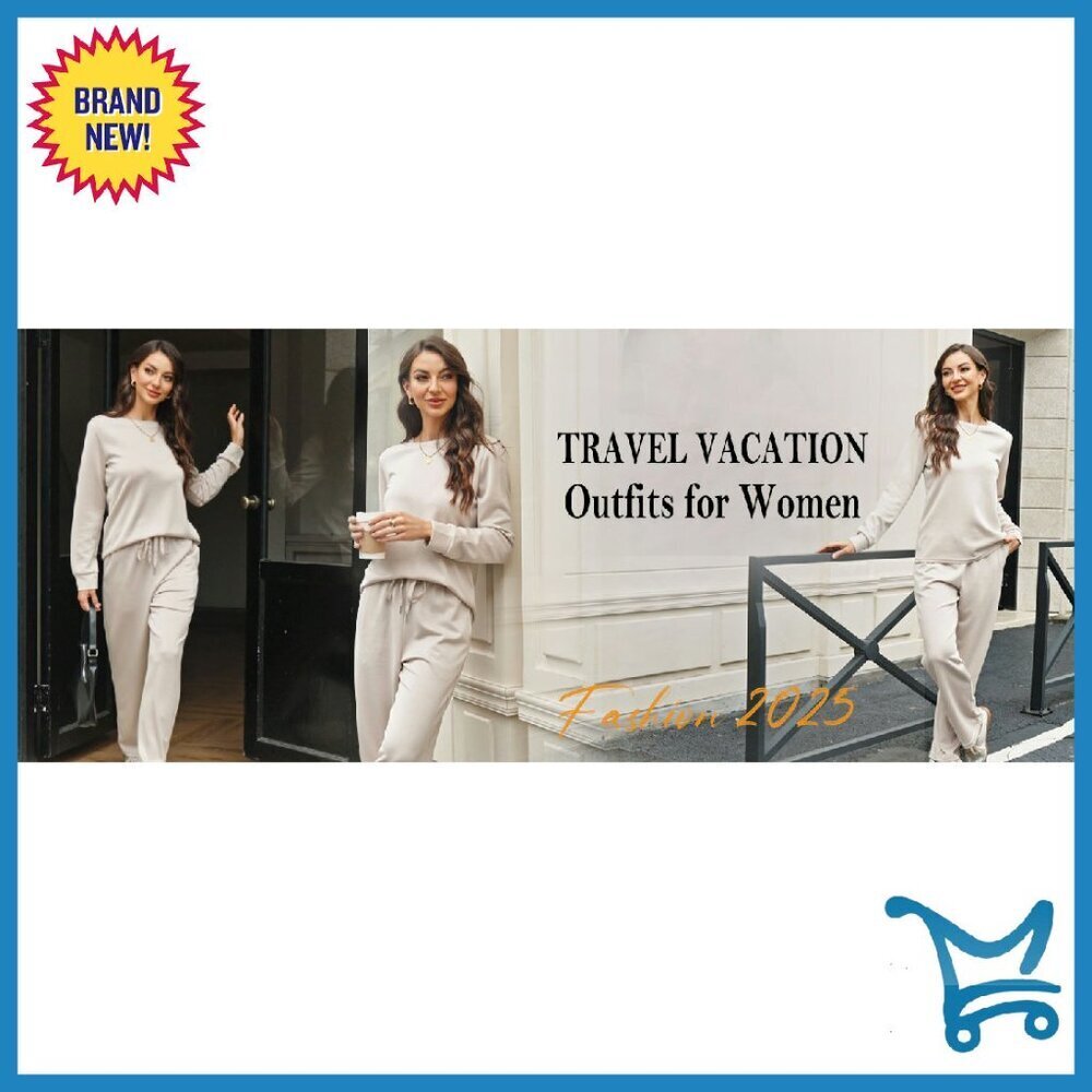Women's 2-Piece Lounge Set Lightweight Sweatsuit Travel Outfit - Picture 7 of 8